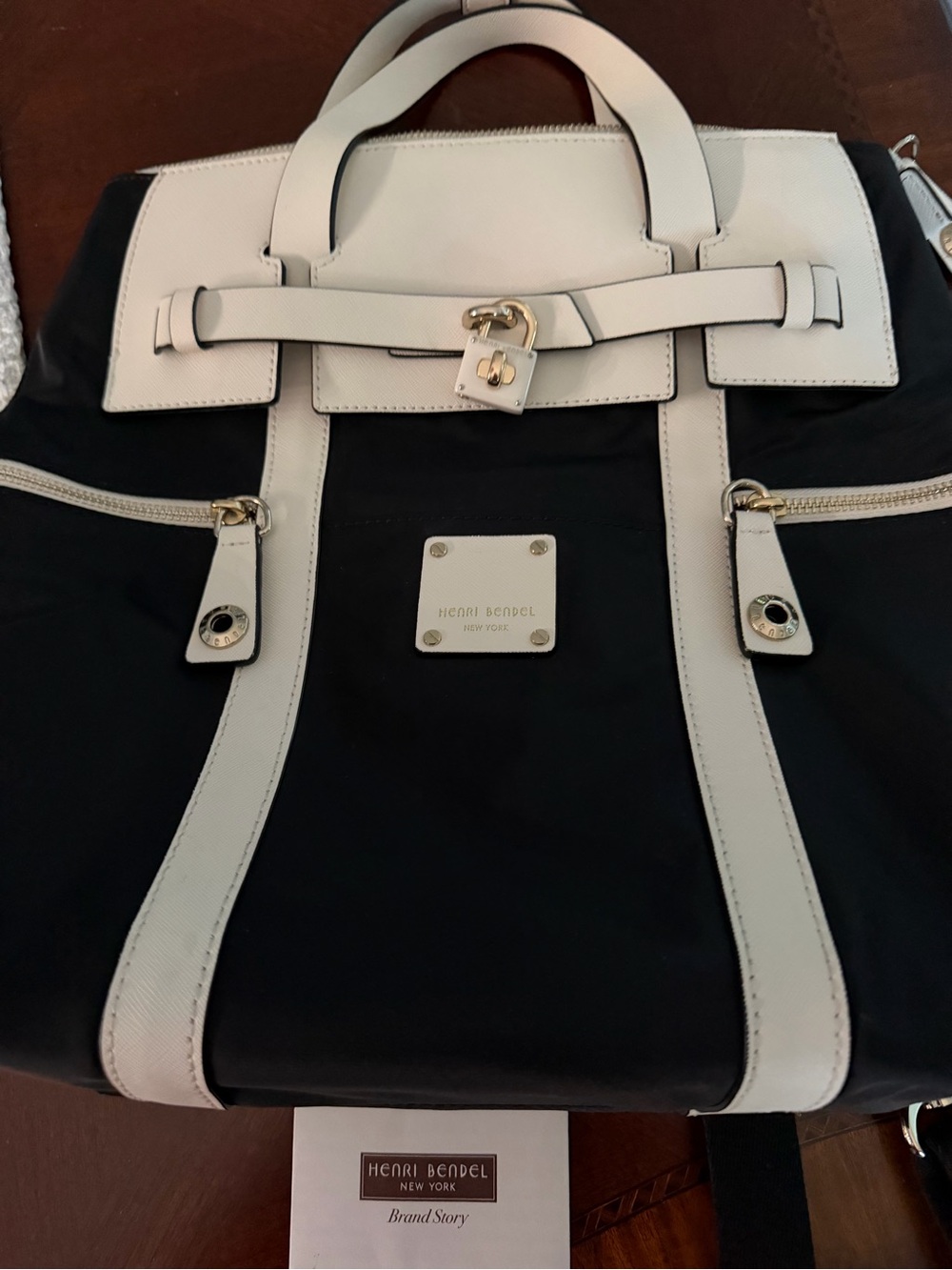 Henri Bendel Black And ivory JETSETTER Convertible Bag